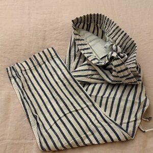 J. Crew Blue and White Striped cotton linen Pants size S